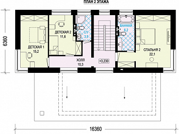 Проект загородного дома с террасой, кабинетом, совмещенной гостиной-столовой / План мансардного этажа