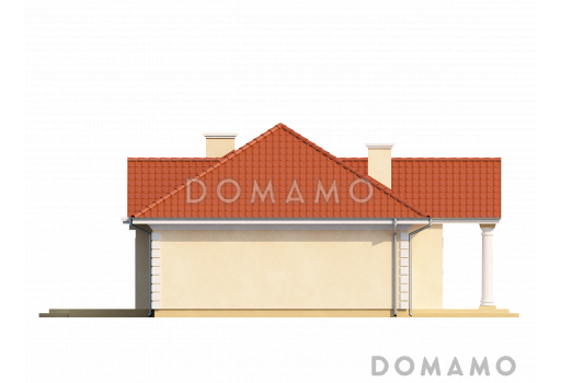Проект одноэтажного дома из кирпича со свободной планировкой на мансардном этаже / Фасад 3