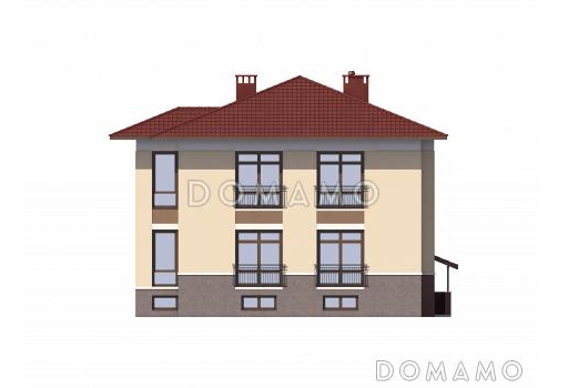 Проект кирпичного дома с подвалом / Фасад 4