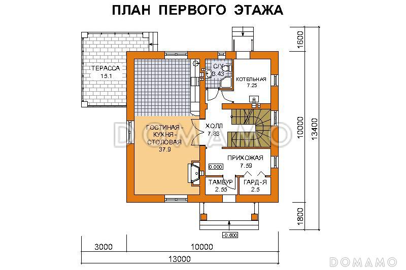 Проект дома из СИП панелей до 150 кв.м / План 1 этажа