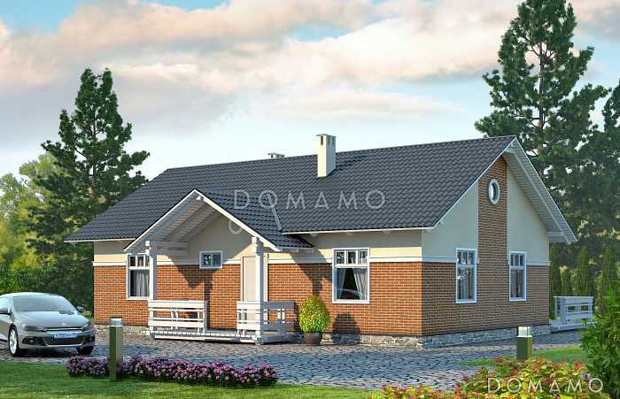 Проект небольшого одноэтажного дома с отделкой клинкером и двумя спальнями
