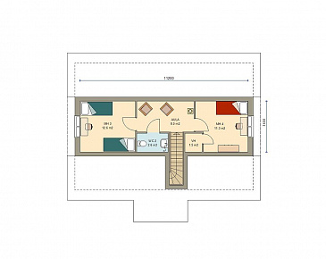 Проект каркасного дома с мансардой и четырьмя спальнями / План мансардного этажа