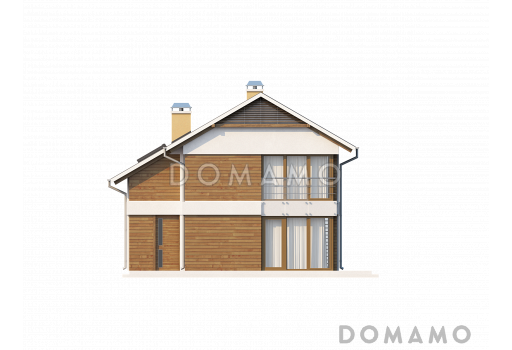 Проект компактного двухэтажного дома из газобетона с тремя спальнями / Фасад 1