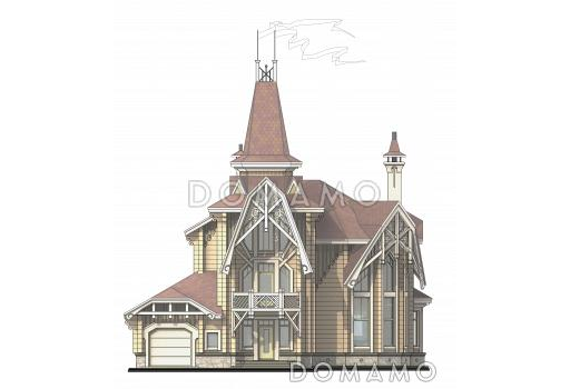 Проект коттеджа в стиле деревянного модерна / Фасад 1