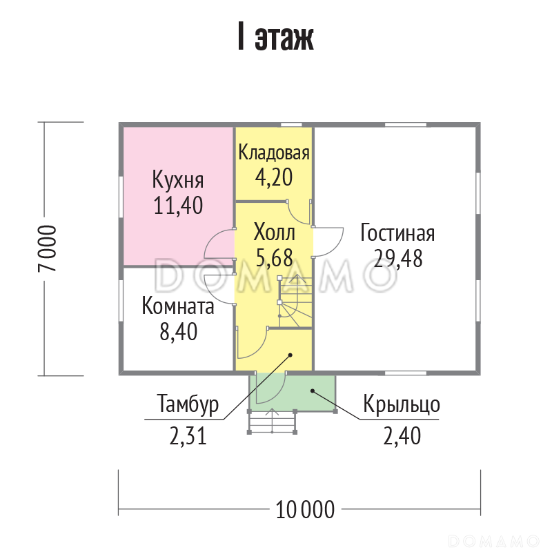 Проект каркасного дома с небольшими габаритами / План 1 этажа