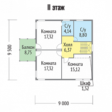 Проект  дома из клееного бруса с небольшим патио / План 2 этажа