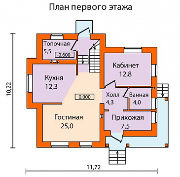 Проект кирпичного дома с необычной, яркой архитектурой / План 2 этажа