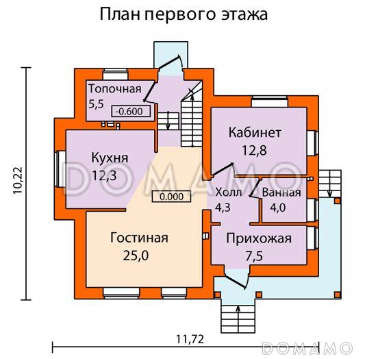 Проект кирпичного дома с необычной, яркой архитектурой / План 2 этажа