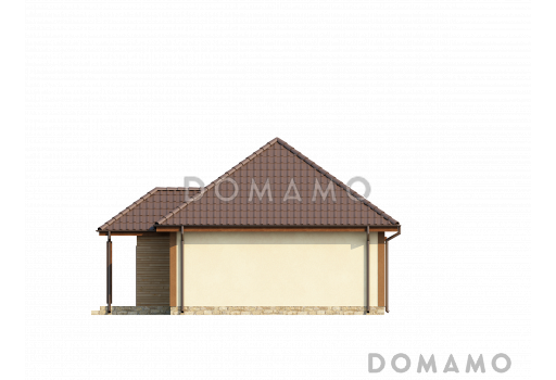 Проект маленького одноэтажного дома из газобетона с террасой / Фасад 4