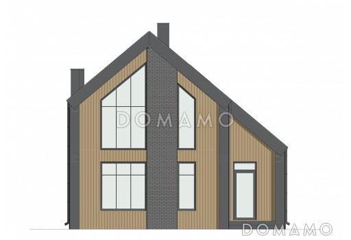 Проект двухэтажного дома из газобетона в стиле барнхаус с панорамными окнами в гостиной / Фасад 1