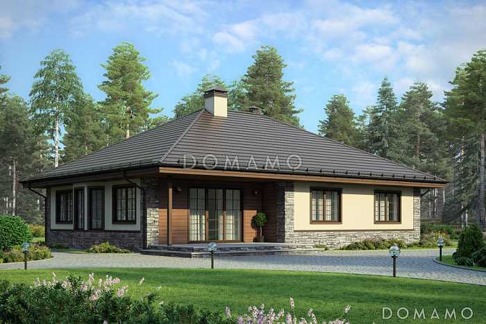 Проект среднего одноэтажного дома из газобетона