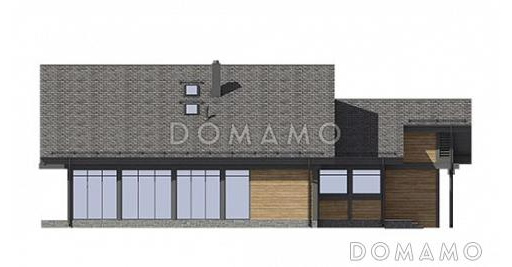 Проект энергоэффективного дома фахверк с гаражом на две машины / Фасад слева