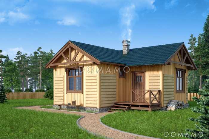 Проект каркасной бани с гостевой комнатой и обшивкой блок-хаусом