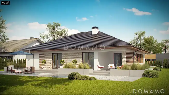 Проект одноэтажного дома из газобетона с гаражом на 2 автомобиля и подвалом