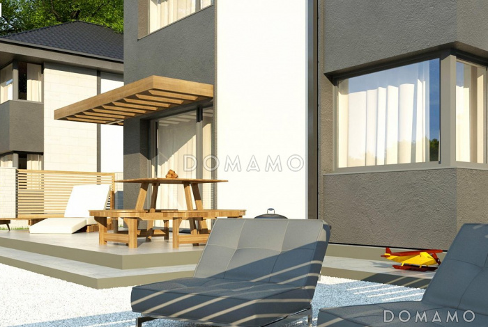 Проект двухэтажного дома из газобетона с дневной зоной на первом этаже и тремя спальнями на втором