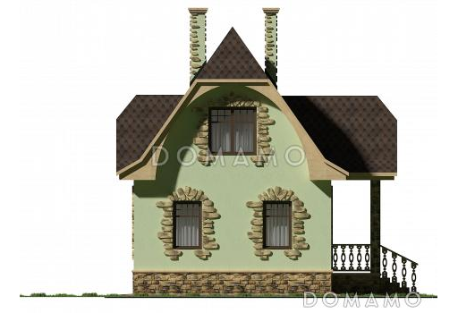 Проект небольшого дома из кирпича с декором из камня / Фасад 4