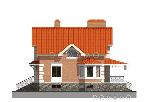 Проект дома из пеноблоков с цокольным этажом / Фасад 1