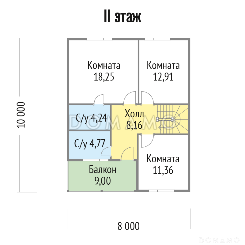 Проект стильного каркасного дома с балконом / План мансардного этажа