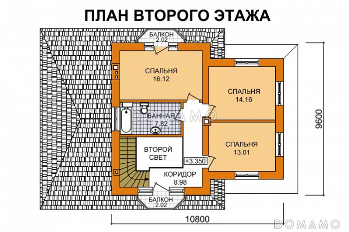 Проект дома из SIP панелей со вторым светом / План 2 этажа