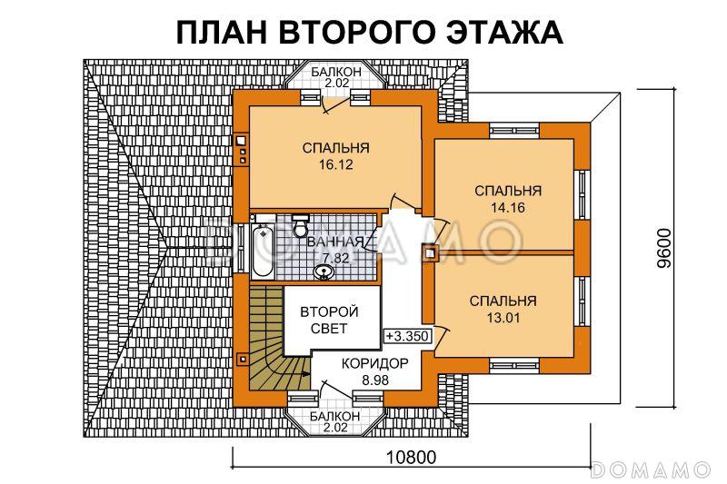 Проект дома из SIP панелей со вторым светом / План 2 этажа