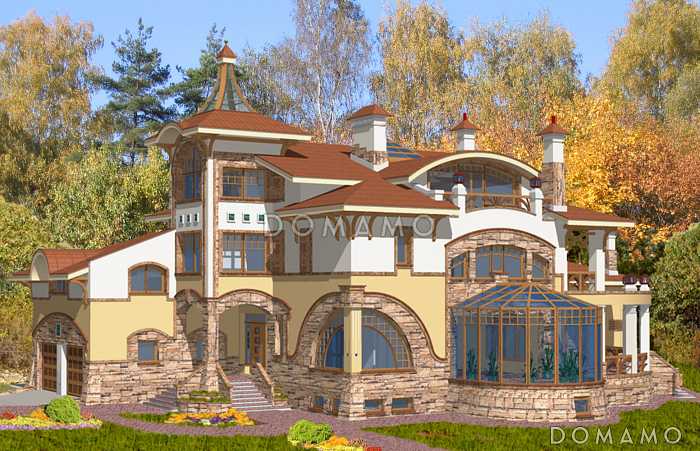 Проект просторного коттеджа в стиле модерн с бассейном и гаражом