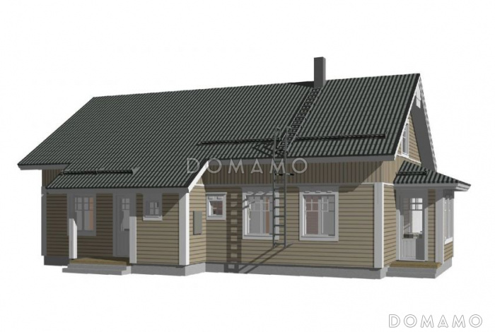 Проект каркасного дома с эркером, сауной на первом этаже