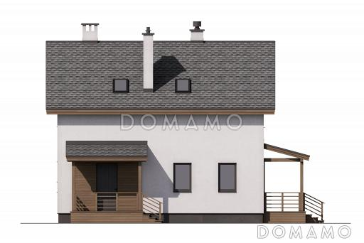 Проект дома с просторной дневной зоной, барбекю на террасе и тремя спальнями на мансарде / Фасад 2