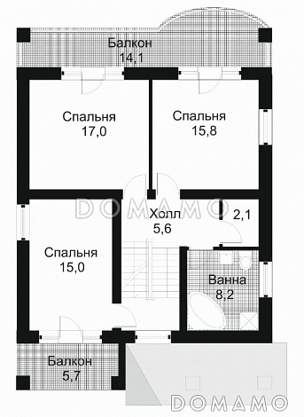 Проект дома из кирпича с мансардой и гаражом / План мансардного этажа