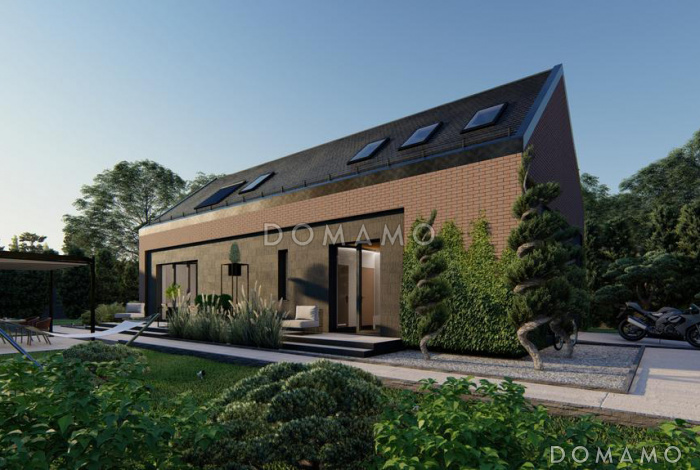 Проект современного загородного дома со вторым светом, гаражом, гостевой с санузлом на первом этаже