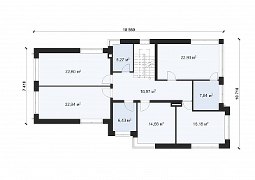 Проект коттеджа в стиле хайтек с гаражом на две машины S-269 / План 2 этажа