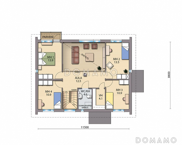 Проект многофункционального двухэтажного каркасного дома / План 2 этажа