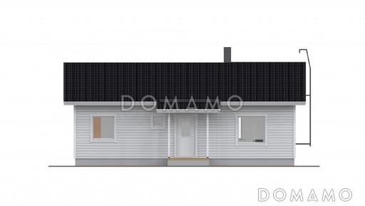 Проект одноэтажного каркасного дома с двускатной крышей / Фасад 1