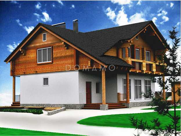 Проект одноэтажного дома с мансардным этажом и двумя балконами