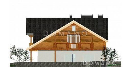 Проект одноэтажного дома с мансардным этажом и двумя балконами / Фасад 3