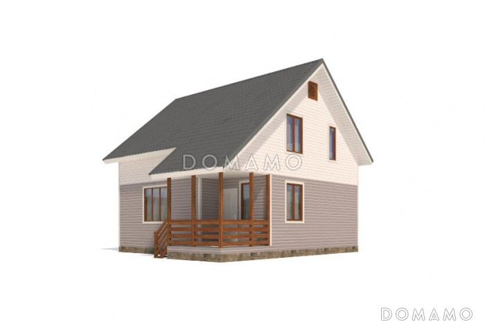 Проект  дома из клееного бруса 8х7 с мансардой