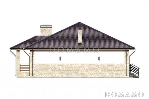 Проект одноэтажного дома с 3 спальнями и небольшой террасой / Фасад 2