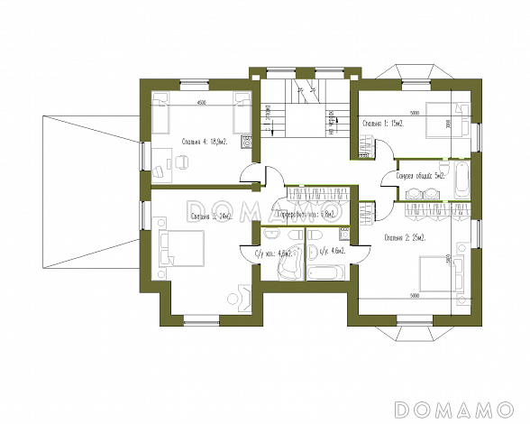 Проект особняка в стиле Тюдор / План 2 этажа