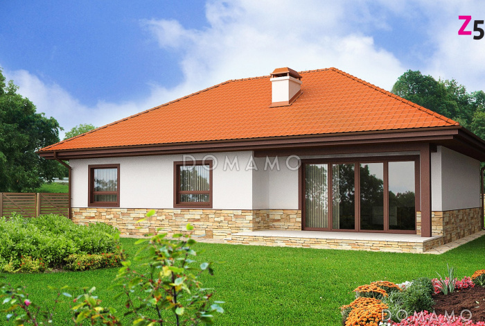 Проект одноэтажного дома из кирпича с тремя спальнями и комнатой на мансардном этаже