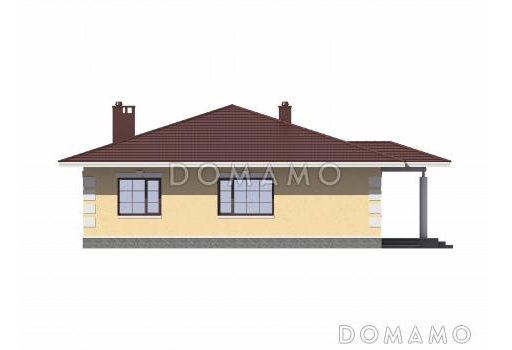 Проект одноэтажного дома по технологии ЛСТК с тремя спальнями / Фасад 3