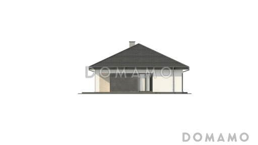 Проект небольшого функционального одноэтажного дома из газобетона с тремя спальнями / Фасад 2