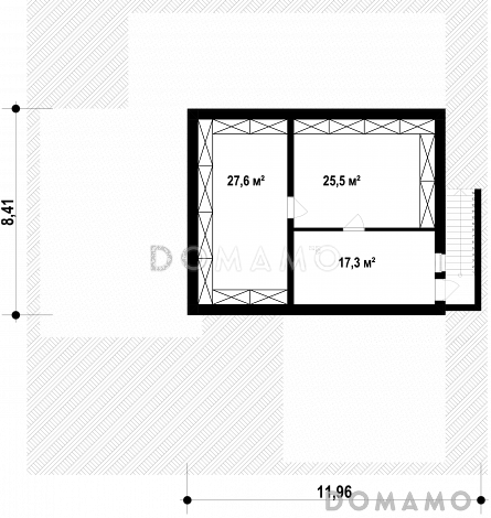 Проект одноэтажного дома из газобетона с гаражом на 2 автомобиля и подвалом / План цокольного этажа