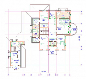 Проект просторного коттеджа с гаражом и хоз блоком / План 2 этажа
