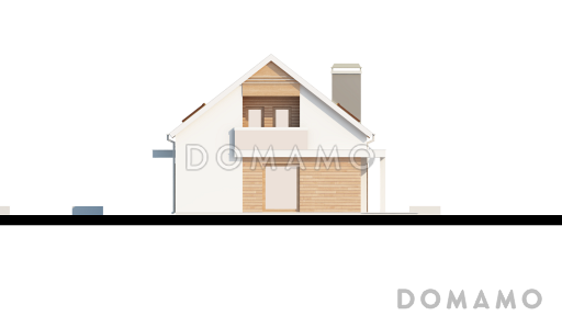 Проект одноэтажного мансардного дома из кирпича с кабинетом, тремя спальнями и гаражом на два автомобиля / Фасад 1