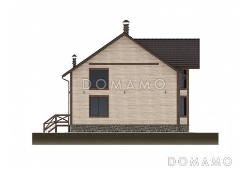 Проект деревянного дома с 3 спальнями и кабинетом на мансарде, гостевой комнатой и просторной дневной зоной / Фасад 4