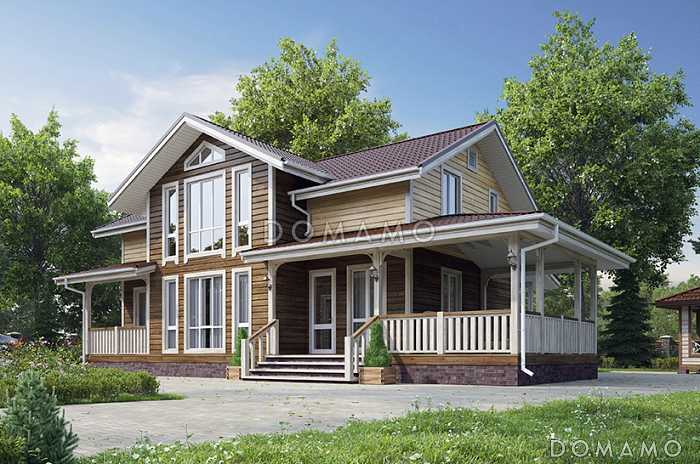Проект  дома из бруса со вторым светом с тремя спальнями
