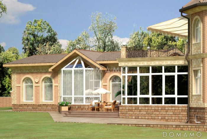 Одноэтажный пристроенный бассейн для круглогодичного использования 