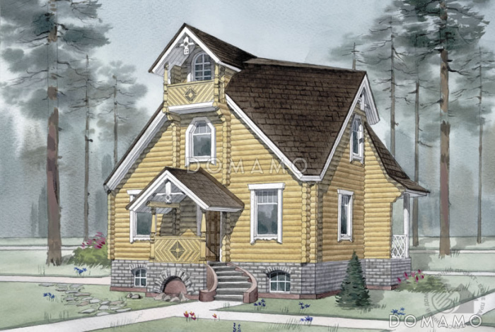 Проект коттеджа из бруса в русском стиле