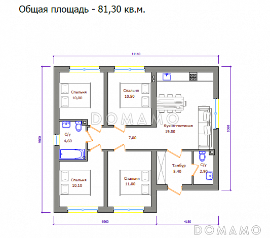 Проект 413 / План 1 этажа