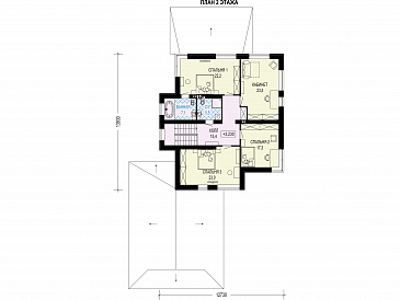 Проект загородного дома с гаражом на две машины, террасой, отдельной гардеробной при входе / План 2 этажа