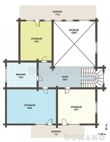 Проект одного из самых популярных домов из клееного бруса / План мансардного этажа